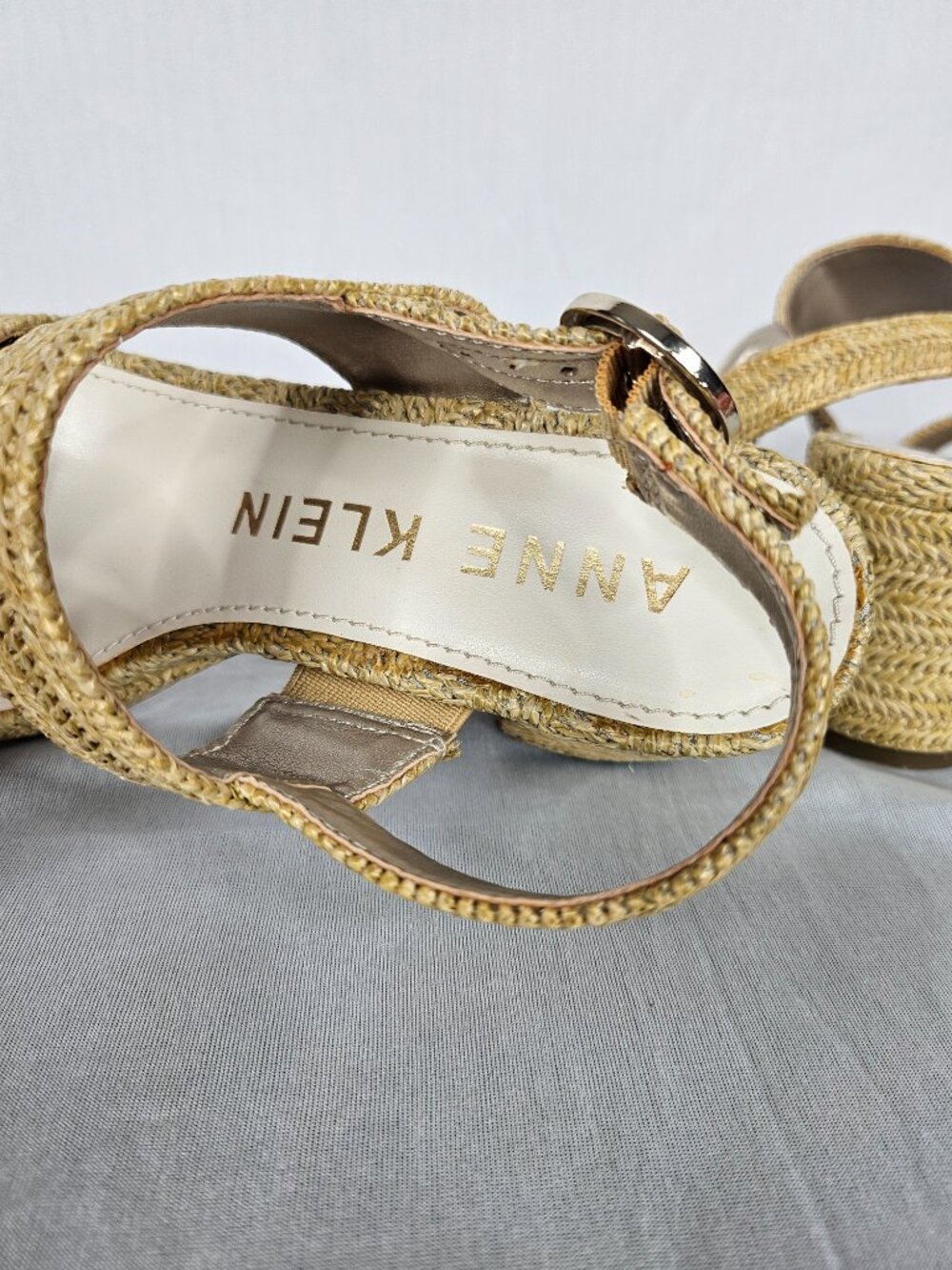 Anne Klein Raffia Platform Sandals | Coastal Resort Heels | Women's Size 6.5 - Picture 10 of 14